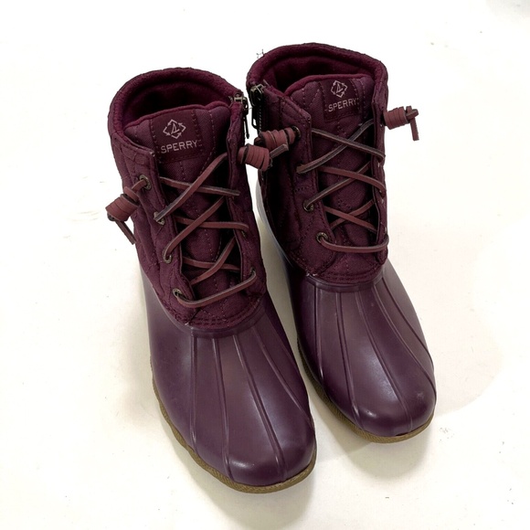 Sperry Saltwater Quilted Nylon Duck Boots Purple Waterproof Snow Winter SZ 9 NWO - Picture 4 of 9